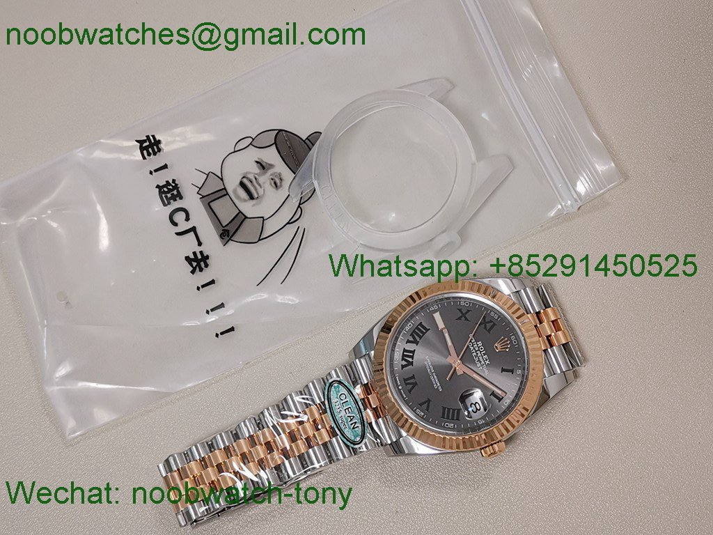 Replica Rolex Datejust Wimbledon 41mm 904L Steel Rose Gold 2tone Clean SuperClone 3235