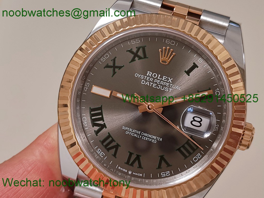Replica Rolex Datejust Wimbledon 41mm 904L Steel Rose Gold 2tone Clean SuperClone 3235