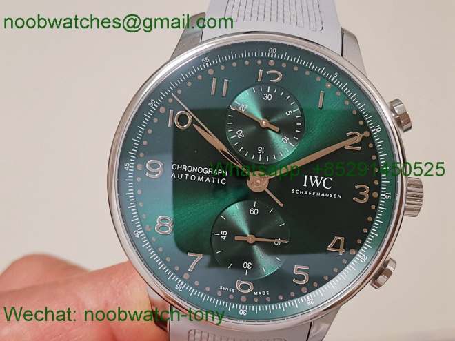Replica IWC Portuguese Chrono IW3716 Green Dial Z+F A69355