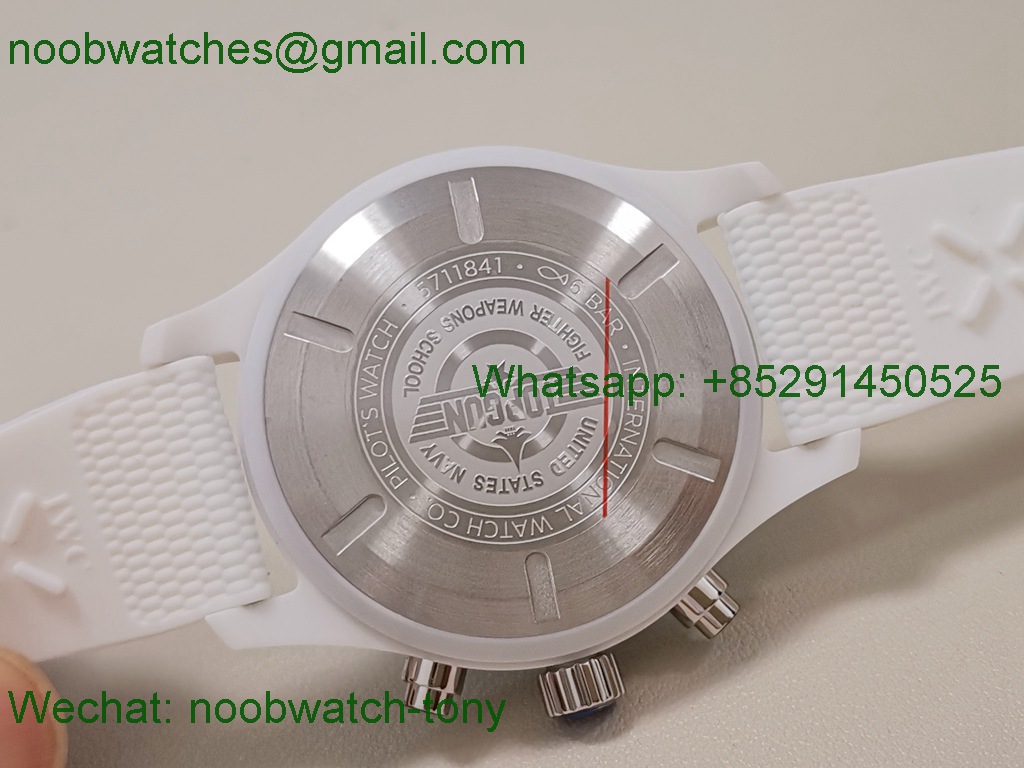 Replica IWC Pilot Chrono Lake Tahoe White Ceramic Black Dial TWF A7750