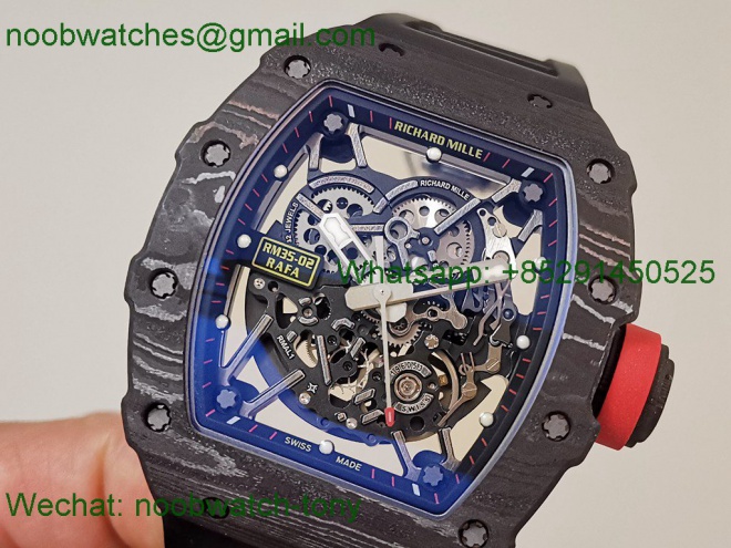 Replica Richard Mille RM35-02 Rafael Nadal Black Carbon Red Crown ZF V6 SuperCLone RMAL1