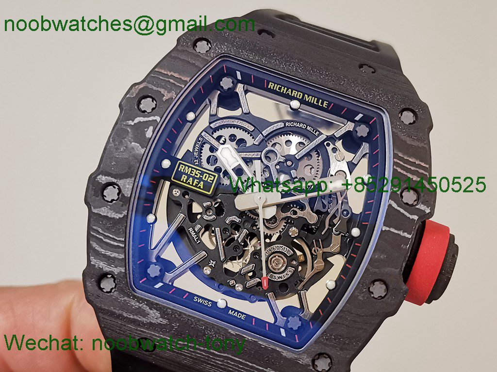 Replica Richard Mille RM35-02 Rafael Nadal Black Carbon Red Crown ZF V6 SuperCLone RMAL1