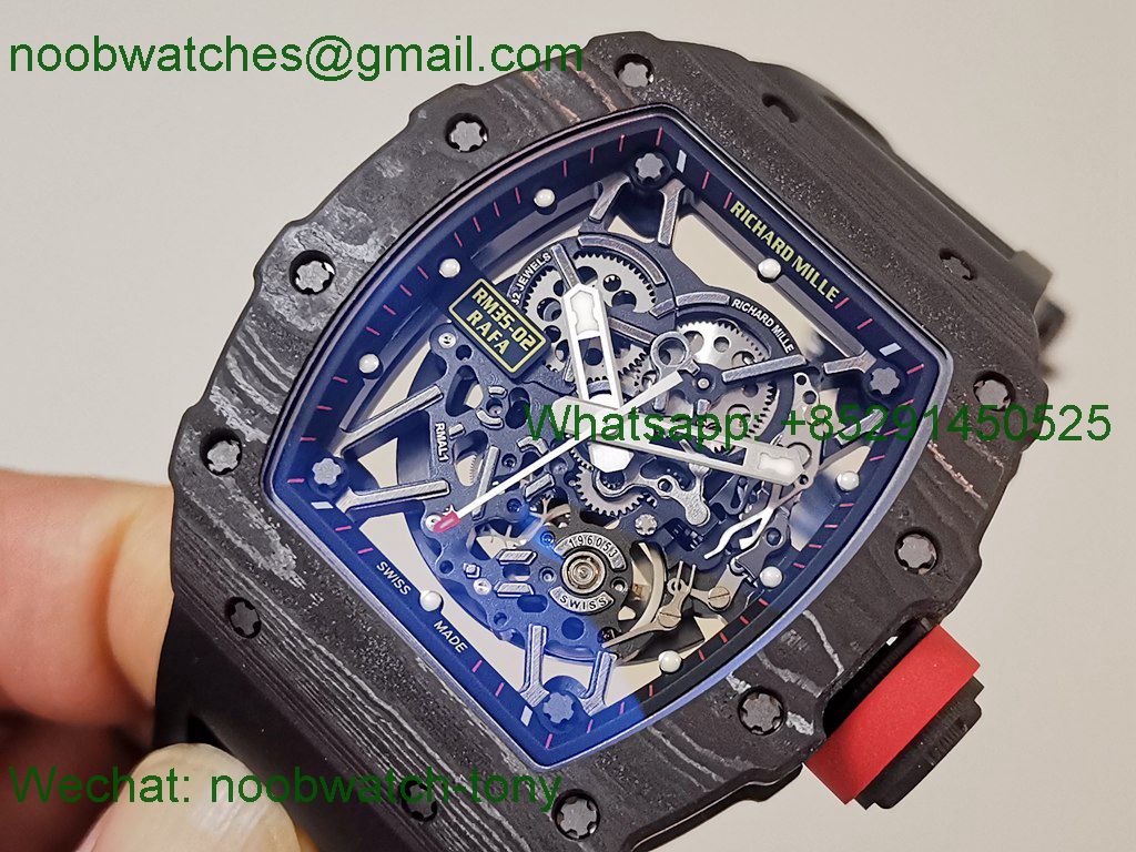 Replica Richard Mille RM35-02 Rafael Nadal Black Carbon Red Crown ZF V6 SuperCLone RMAL1