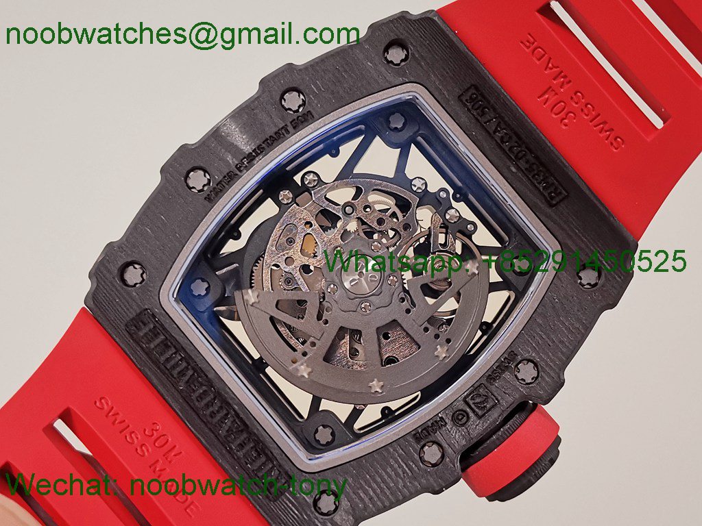 Replica Richard Mille RM35-02 Rafael Nadal Black Carbon Red Rubber ZF V6 SuperCLone RMAL1