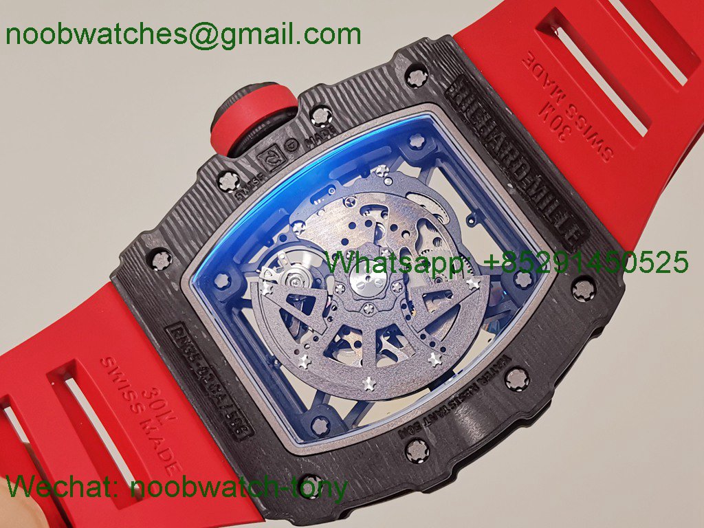 Replica Richard Mille RM35-02 Rafael Nadal Black Carbon Red Rubber ZF V6 SuperCLone RMAL1
