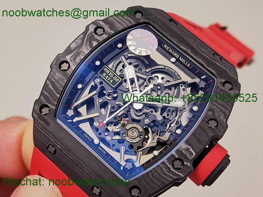Replica Richard Mille RM35-02 Rafael Nadal Black Carbon Red Rubber ZF V6 SuperCLone RMAL1