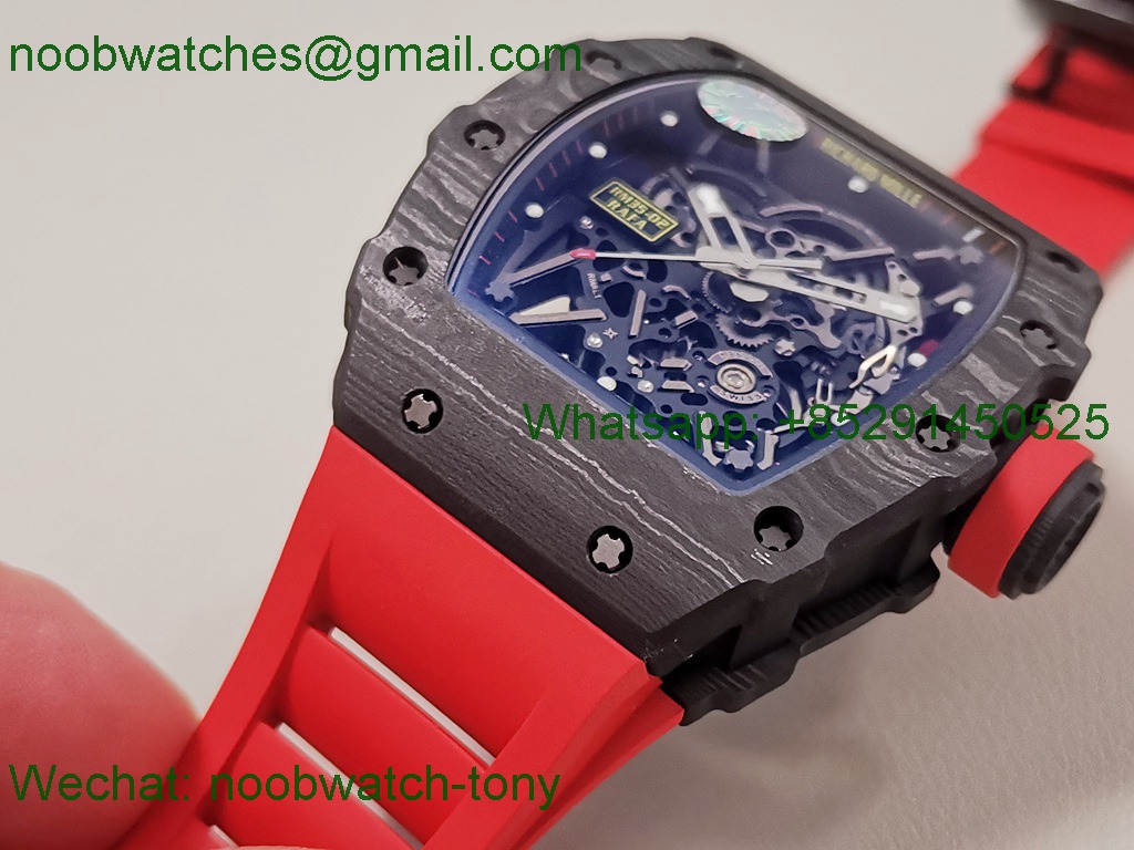 Replica Richard Mille RM35-02 Rafael Nadal Black Carbon Red Rubber ZF V6 SuperCLone RMAL1