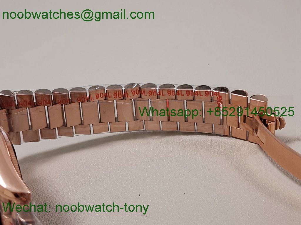 Replica Rolex DayDate 40 Rose Gold QF Best Slate Ombre Dial V5 Gain Weight Heavy