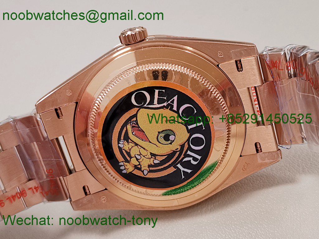 Replica Rolex DayDate 40 Rose Gold QF Best Slate Ombre Dial V5 Gain Weight Heavy
