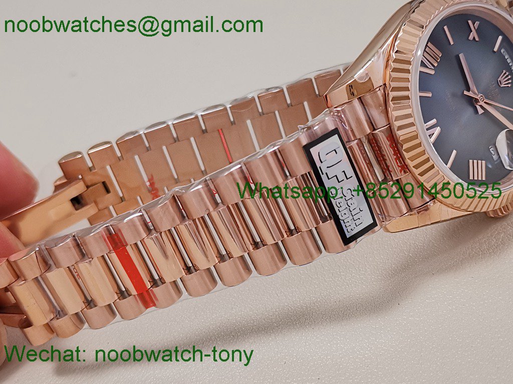 Replica Rolex DayDate 40 Rose Gold QF Best Slate Ombre Dial V5 Gain Weight Heavy