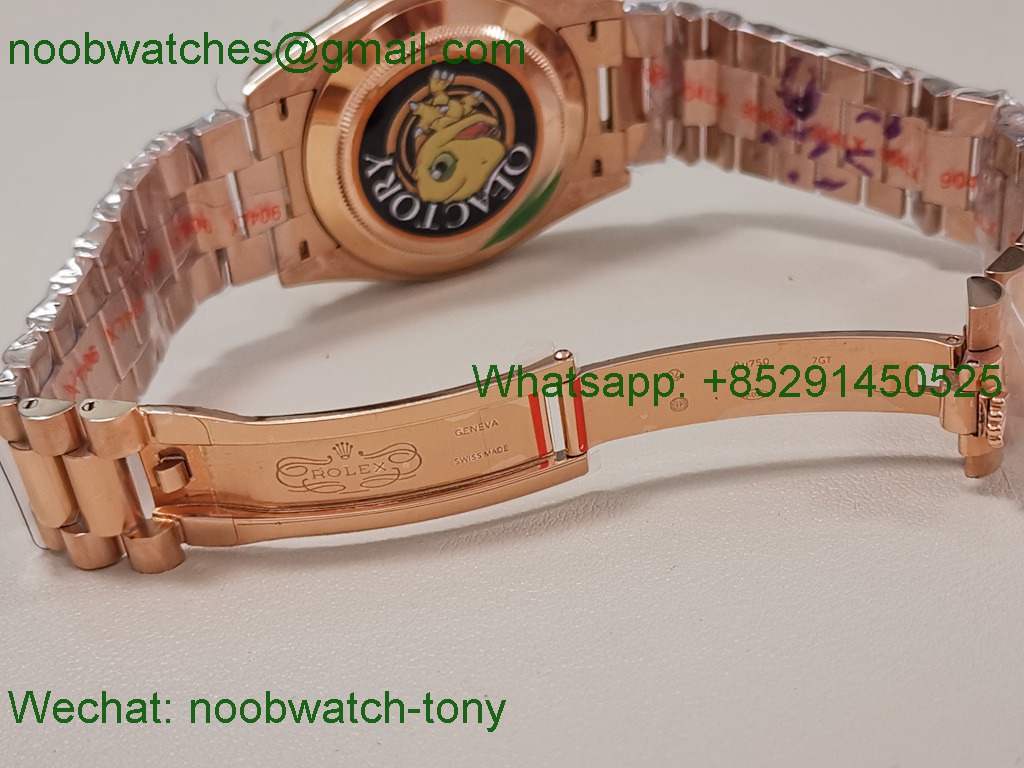 Replica Rolex DayDate 40 Rose Gold QF Best Slate Eisenkiesel Dial V4 Gain Weight Heavy VR3255
