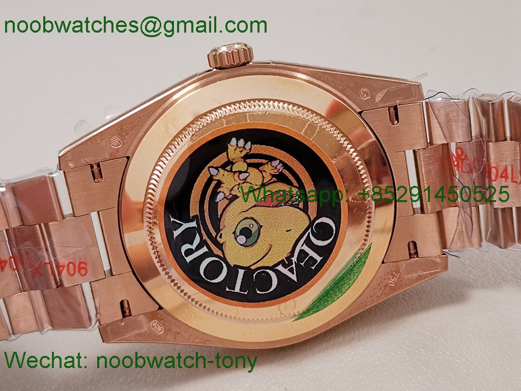Replica Rolex DayDate 40 Rose Gold QF Best Slate Eisenkiesel Dial V4 Gain Weight Heavy VR3255