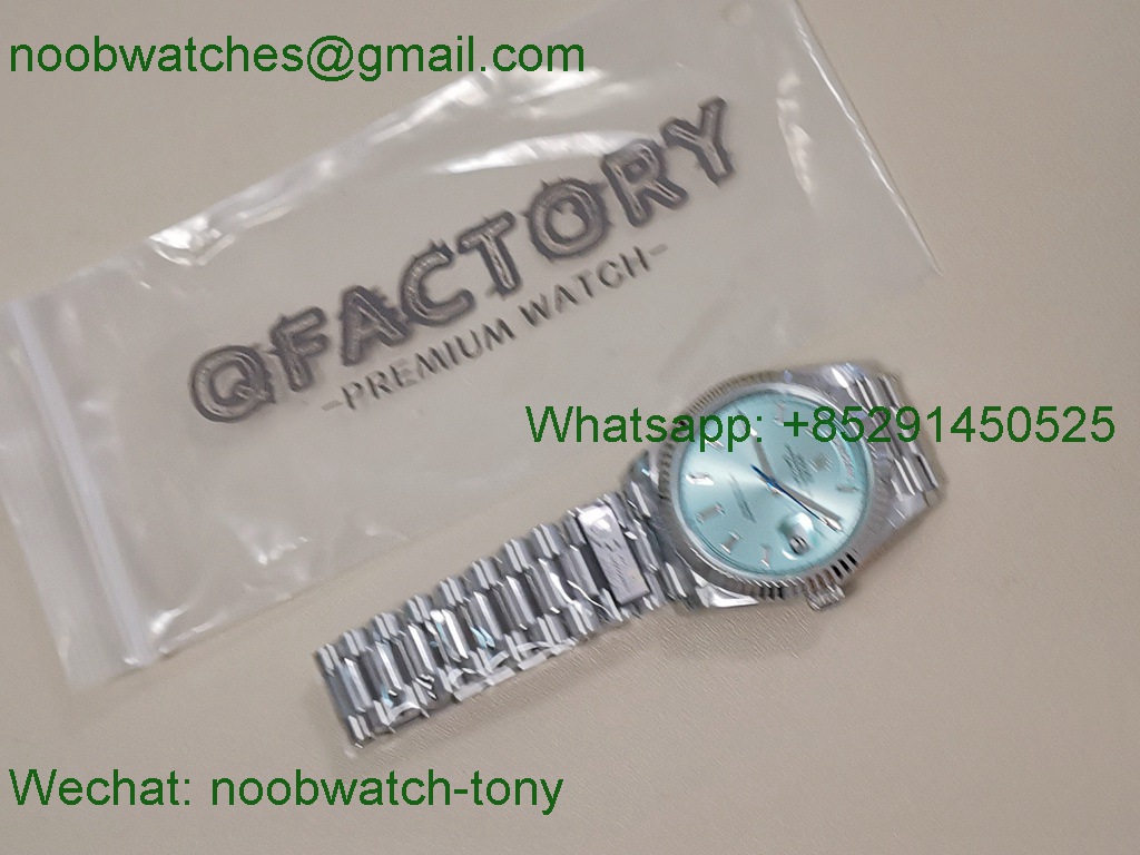 Replica Rolex DayDate 40mm QF SuperCLone Ice Blue Diamond Dial 2836 V5 Gain Weight