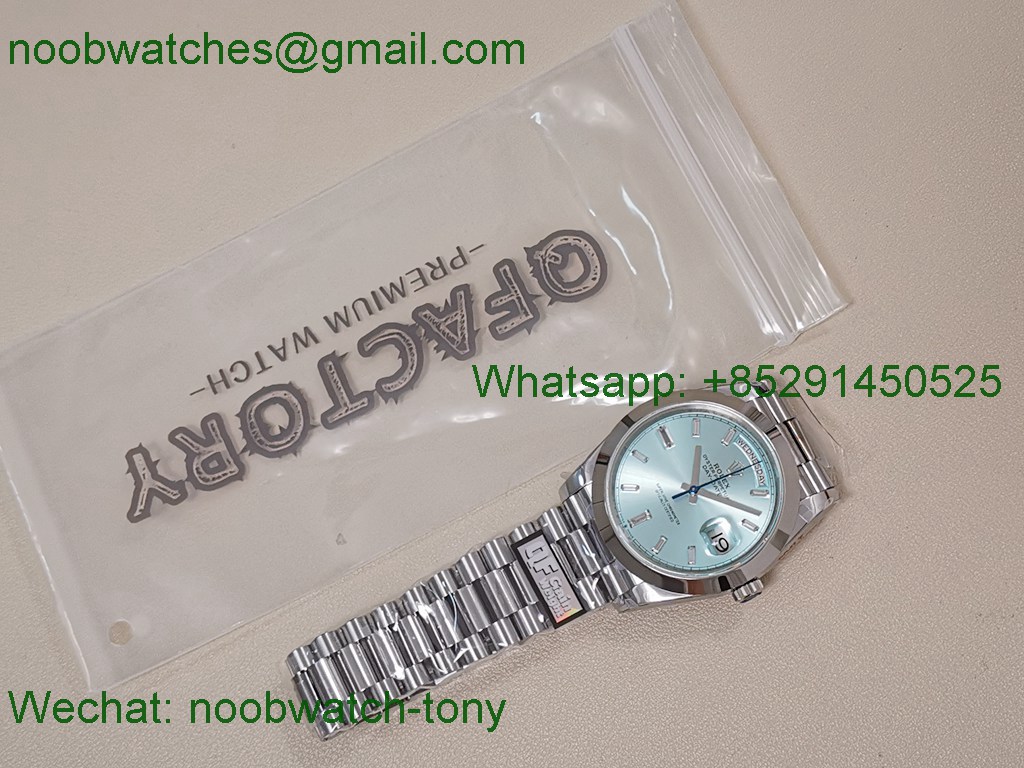 Replica Rolex DayDate 40mm QF SuperCLone Ice Blue Diamond Dial 2836 V5 Gain Weight