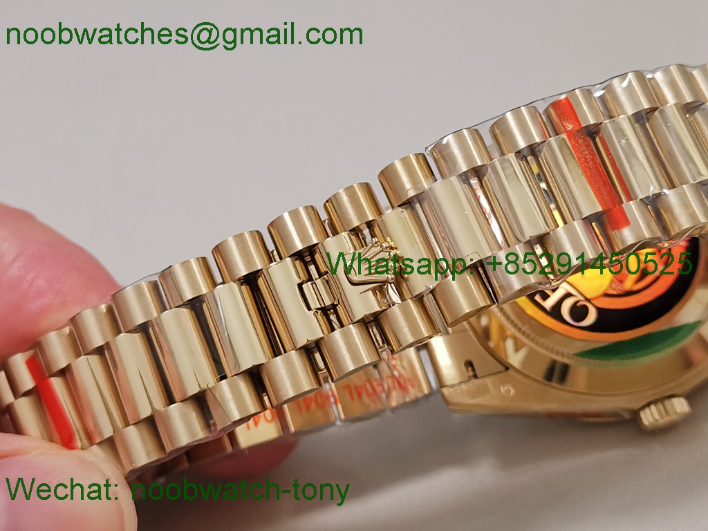 Replica Rolex DayDate 40 Yellow Gold QF SuperCLone Green Dial Diamond Bezel V5 Gain Weight 