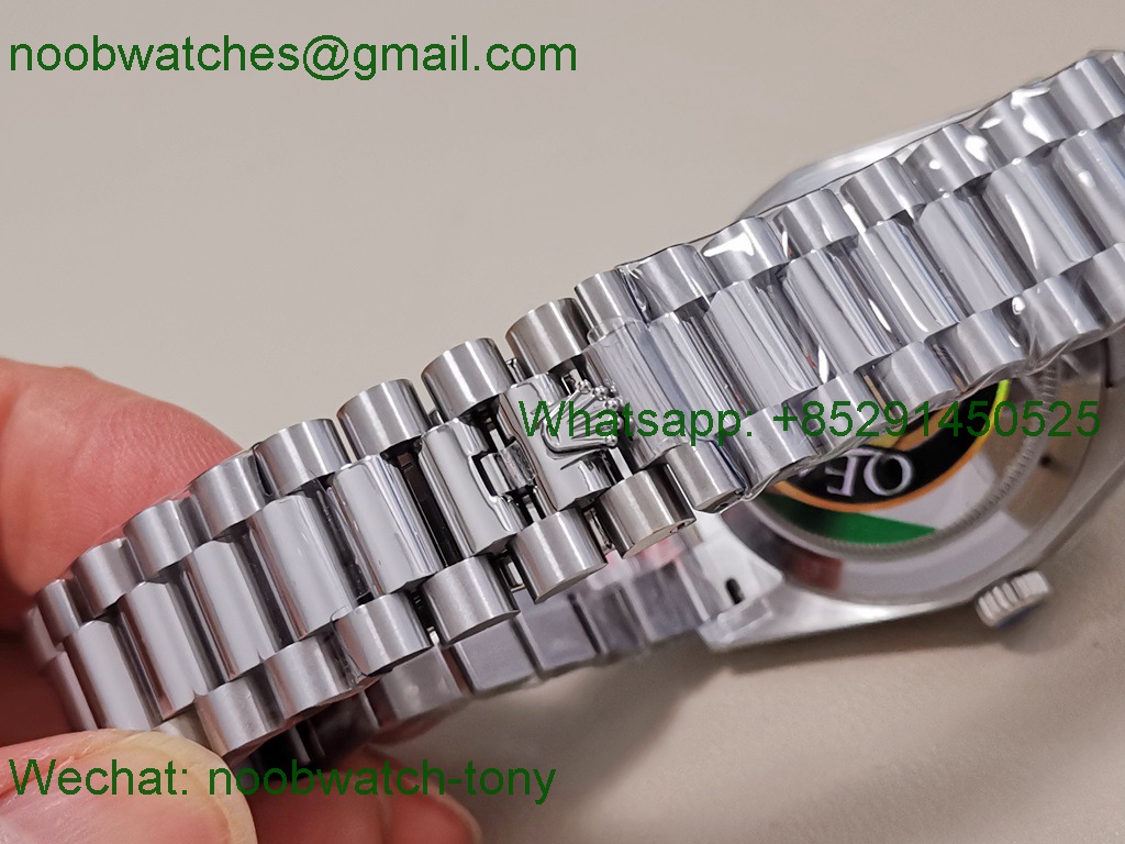 Replica Rolex DayDate 40mm QF SuperClone Blue Black Dial President A2836 V5 Gain Weight