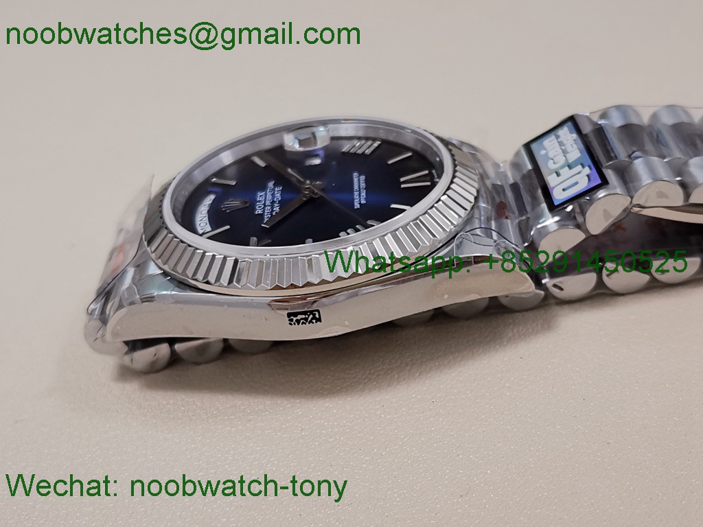 Replica Rolex DayDate 40mm QF SuperClone Blue Black Dial President A2836 V5 Gain Weight