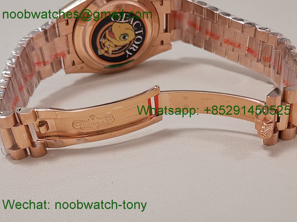 Replica Rolex DayDate 40 Rose Gold QF SuperCLone Blue Diamond Dial V5 Gain Weight Heavy