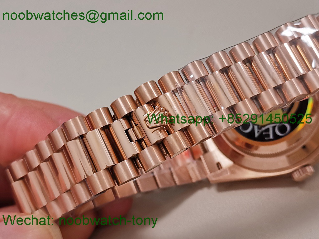 Replica Rolex DayDate 40 Rose Gold QF SuperCLone Blue Diamond Dial V5 Gain Weight Heavy