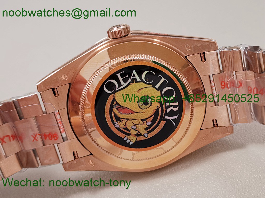 Replica Rolex DayDate 40 Rose Gold QF SuperCLone Brown Dial Diamond Bezel V5 Gain Weight Heavy