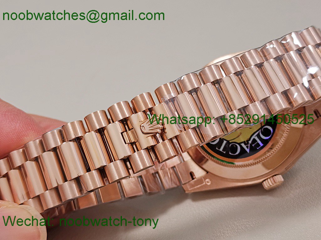 Replica Rolex DayDate 40 Rose Gold QF SuperCLone Brown Dial Diamond Bezel V5 Gain Weight Heavy