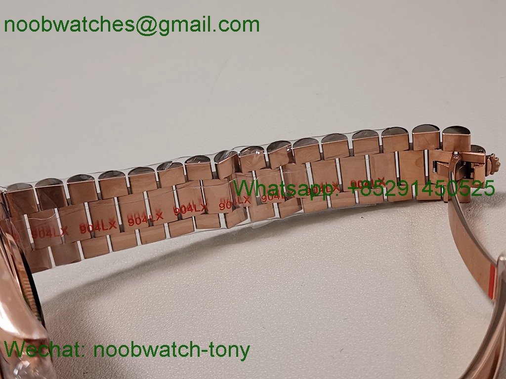 Replica Rolex DayDate 40mm Rose Gold QF SuperClone Green Roman Dial President A2836 V5 Gain Weight