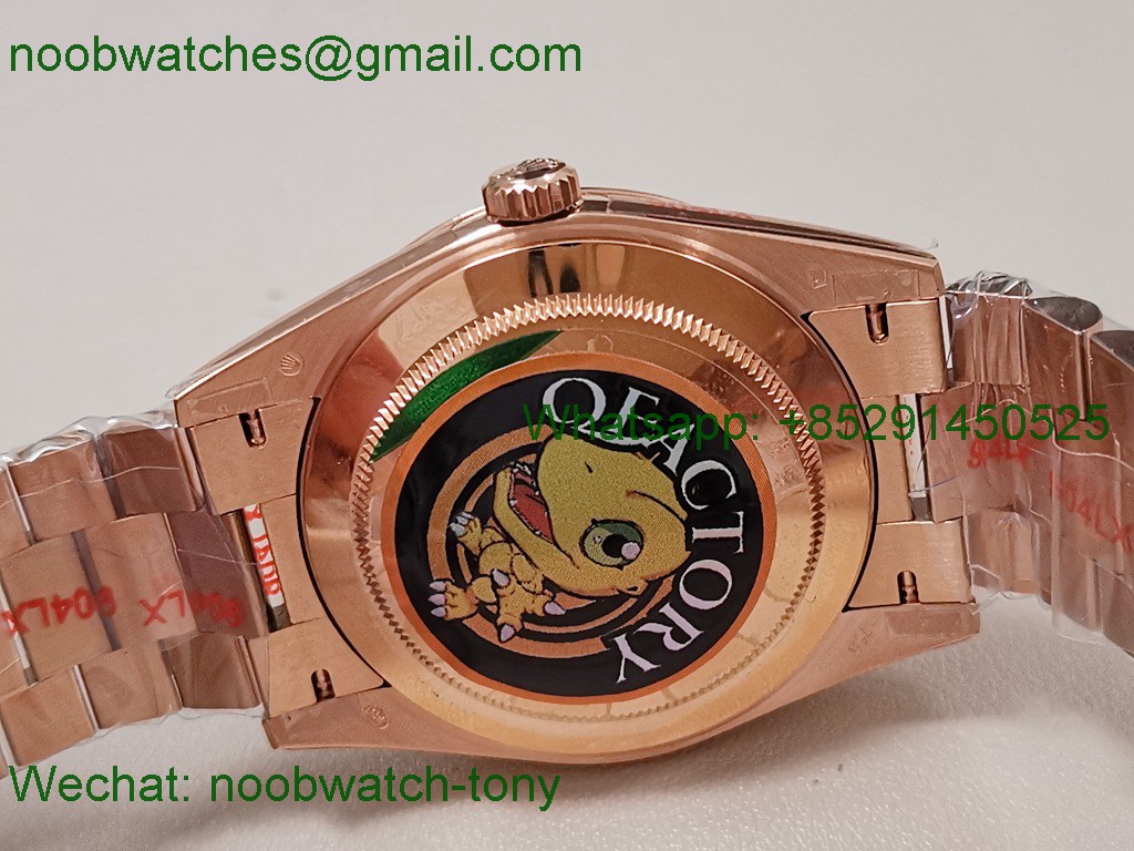 Replica Rolex DayDate 40mm Rose Gold QF SuperClone Green Roman Dial President A2836 V5 Gain Weight