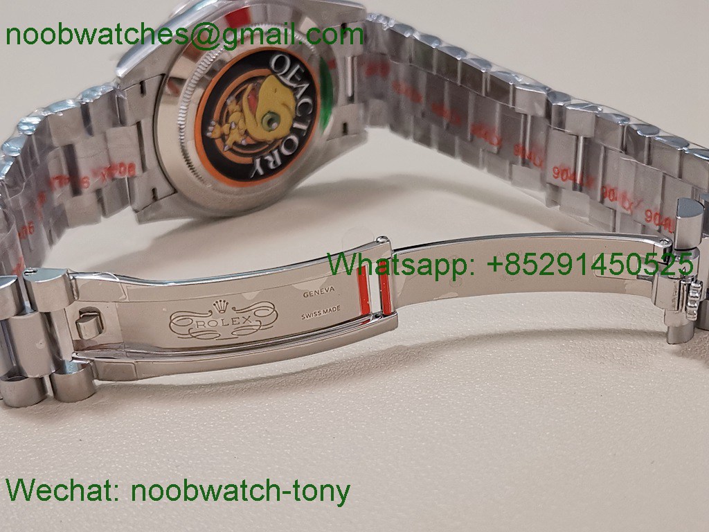 Replica Rolex DayDate 40mm QF SuperClone Silver Diamond Dial Bezel A2836 V5 Gain Weight