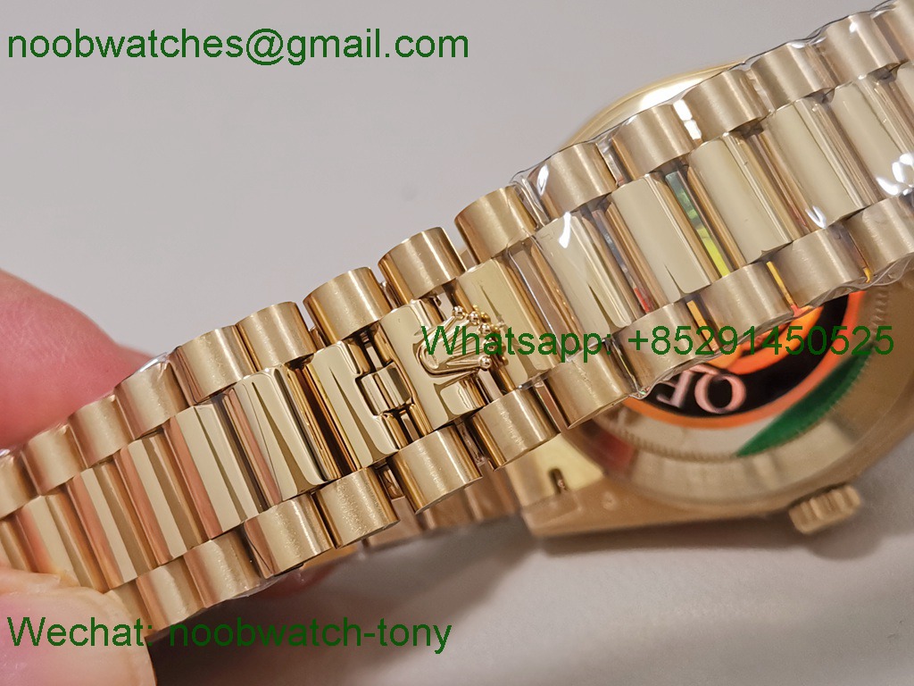 Replica Rolex DayDate 40 Yellow Gold QF SuperClone Green Black Dial President A2836 V5 Gain Weight