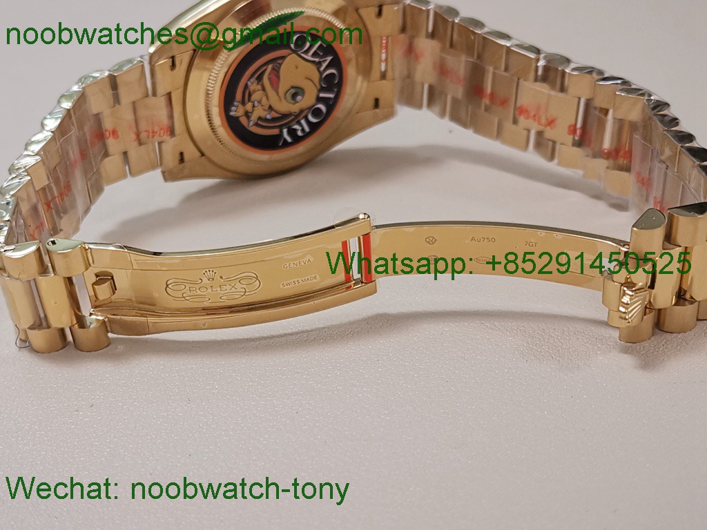 Replica Rolex DayDate 40 Yellow Gold QF SuperClone Green Black Dial President A2836 V5 Gain Weight