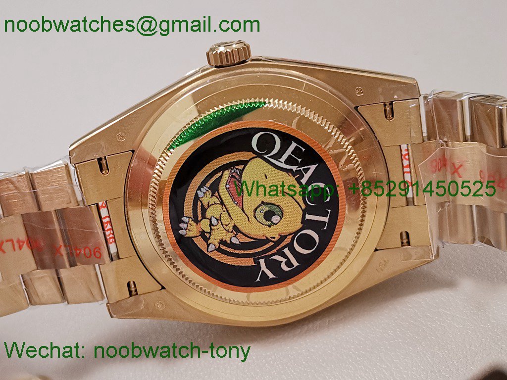 Replica Rolex DayDate 40 Yellow Gold QF SuperClone Green Black Dial President A2836 V5 Gain Weight