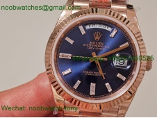 Replica Rolex DayDate 40 Rose Gold QF SuperCLone Blue Diamond Dial V5 Gain Weight Heavy