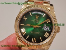 Replica Rolex DayDate 40 Yellow Gold QF SuperClone Green Black Dial President A2836 V5 Gain Weight