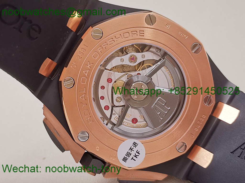 Replica Audemars Piguet AP ROO Offshore 44mm Black Ceramic Rose Gold Grey Dial TKF SuperClone A3126