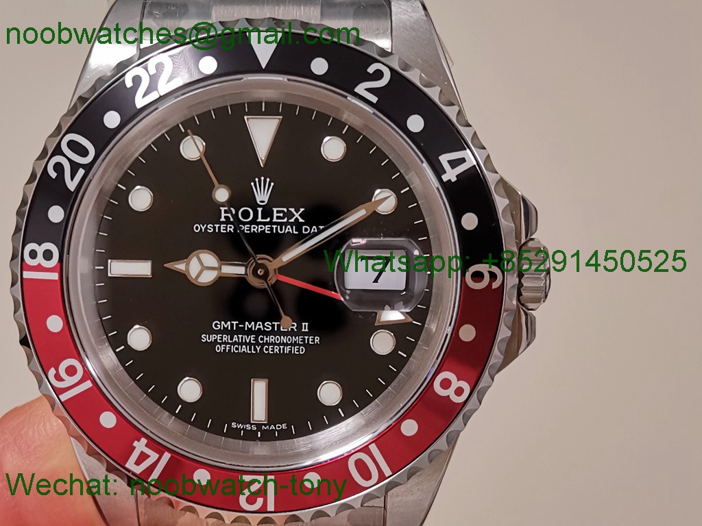 Replica ROLEX GMT Master II 16710 Coke Red Black Bezel BP Factory 3186