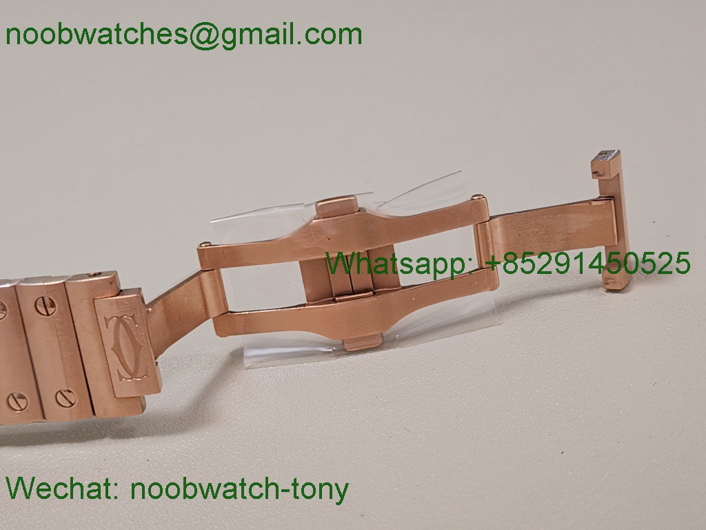 Replica Cartier Santos De Cartier Skeleton 40mm Rose Gold TWF Swiss Quartz