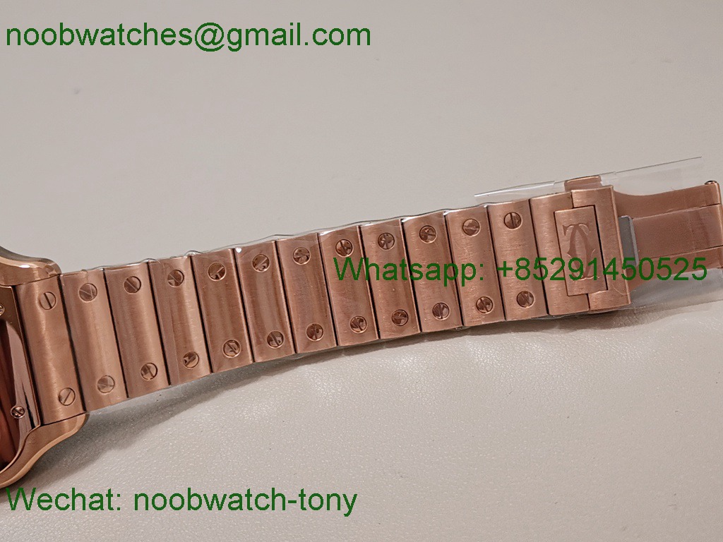 Replica Cartier Santos De Cartier Skeleton 40mm Rose Gold TWF Swiss Quartz