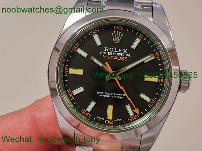 Replica Rolex Milgauss 116400GV 904L Black VSF VS3131 Superclone