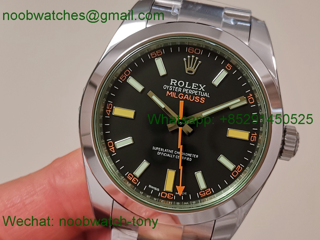 Replica Rolex Milgauss 116400GV 904L Black VSF VS3131 Superclone