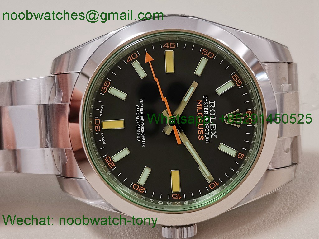 Replica Rolex Milgauss 116400GV 904L Black VSF VS3131 Superclone