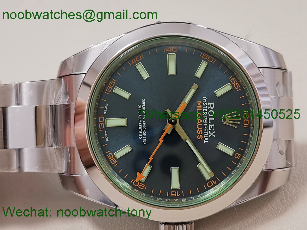 Replica Rolex Milgauss 116400GV 904L Blue VSF VS3131 Superclone