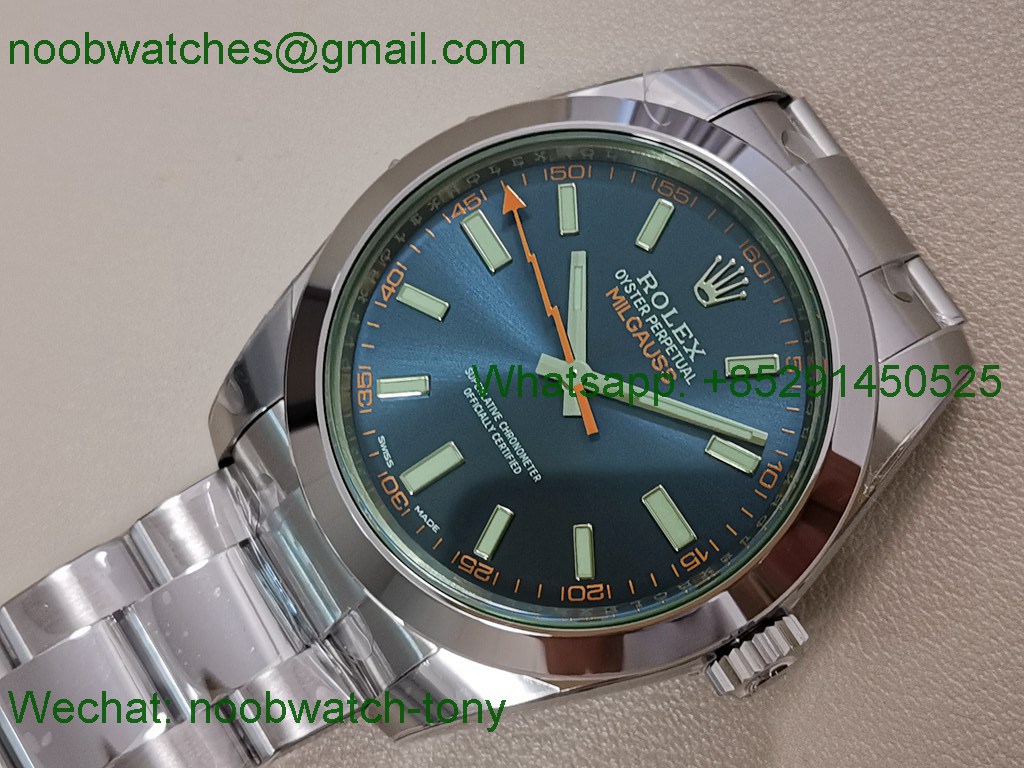 Replica Rolex Milgauss 116400GV 904L Blue VSF VS3131 Superclone