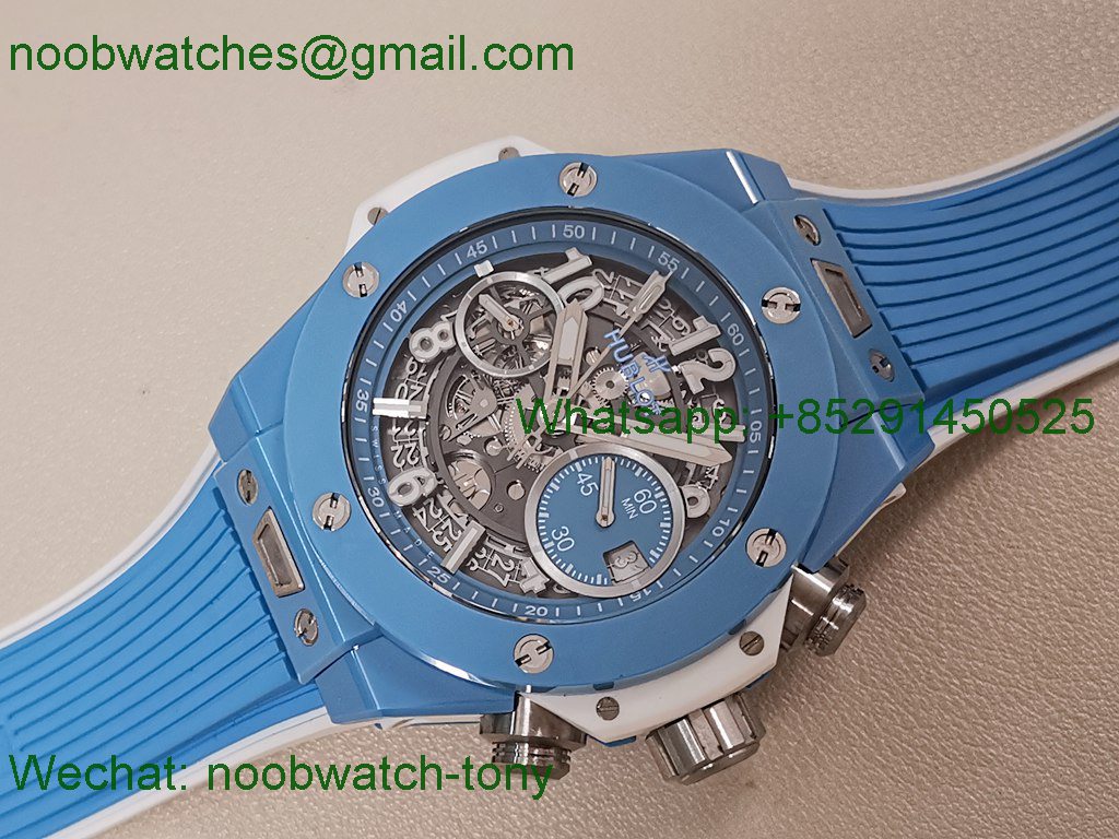 Replica HUBLOT Big Bang Unico 42mm Baby Blue Ceramic Tiffany BBF A1280 SuperCLone