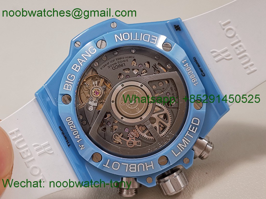 Replica HUBLOT Big Bang Unico 42mm Baby Blue Ceramic Tiffany BBF A1280 SuperCLone