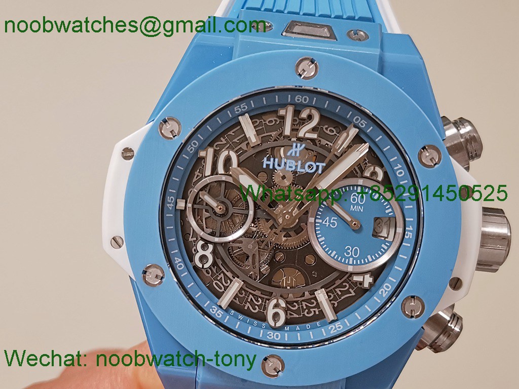 Replica HUBLOT Big Bang Unico 42mm Baby Blue Ceramic Tiffany BBF A1280 SuperCLone
