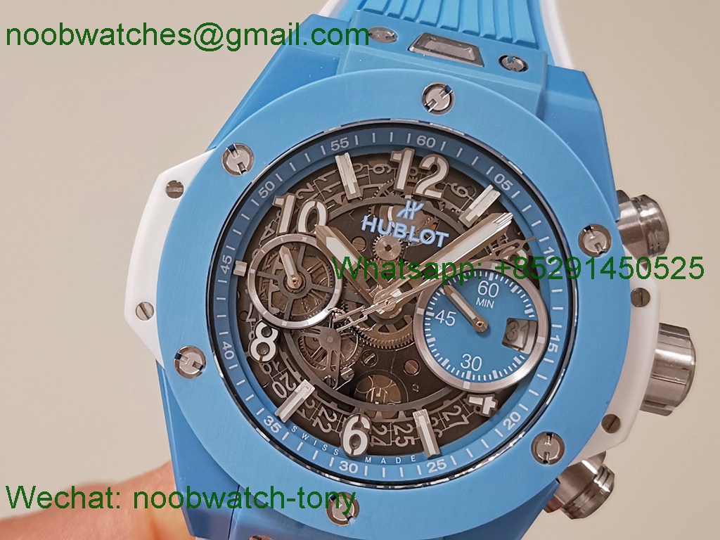 Replica HUBLOT Big Bang Unico 42mm Baby Blue Ceramic Tiffany BBF A1280 SuperCLone