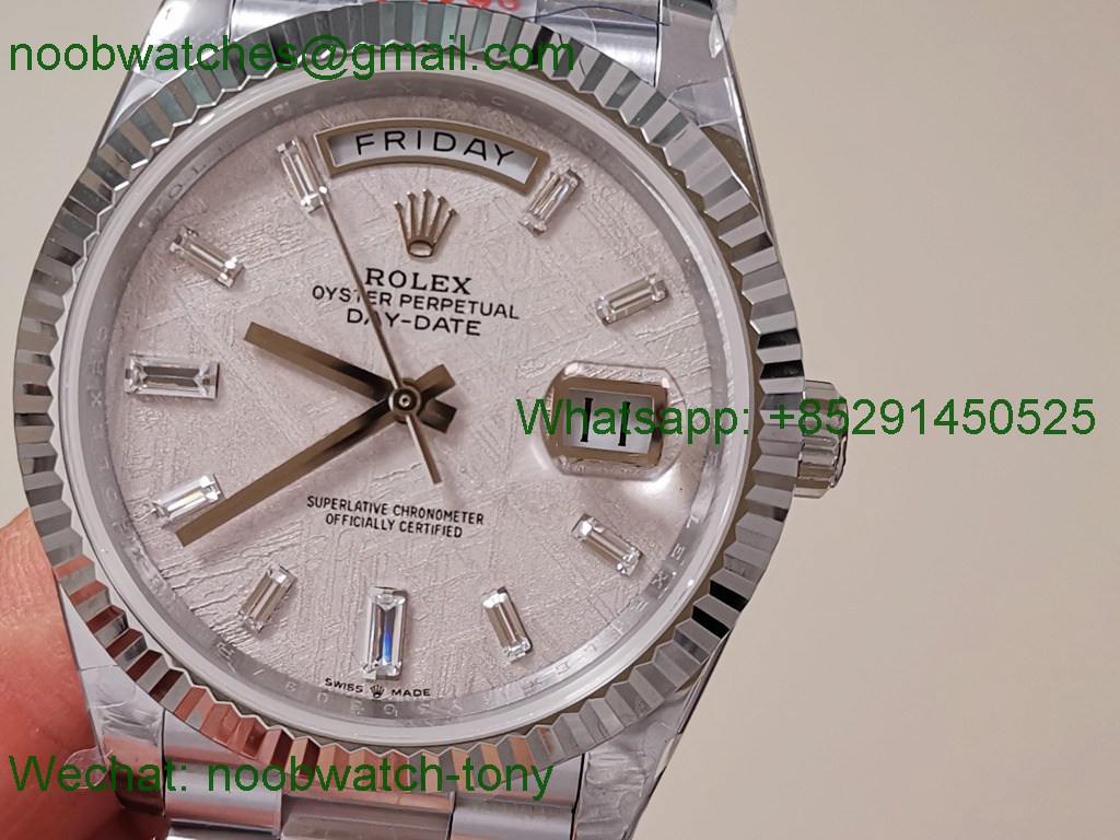 Replica Rolex DayDate 40mm QF Gain Weight V5 SuperClone Meteorite Dial Diamond Marker 2836