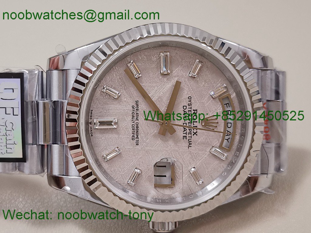 Replica Rolex DayDate 40mm QF Gain Weight V5 SuperClone Meteorite Dial Diamond Marker 2836