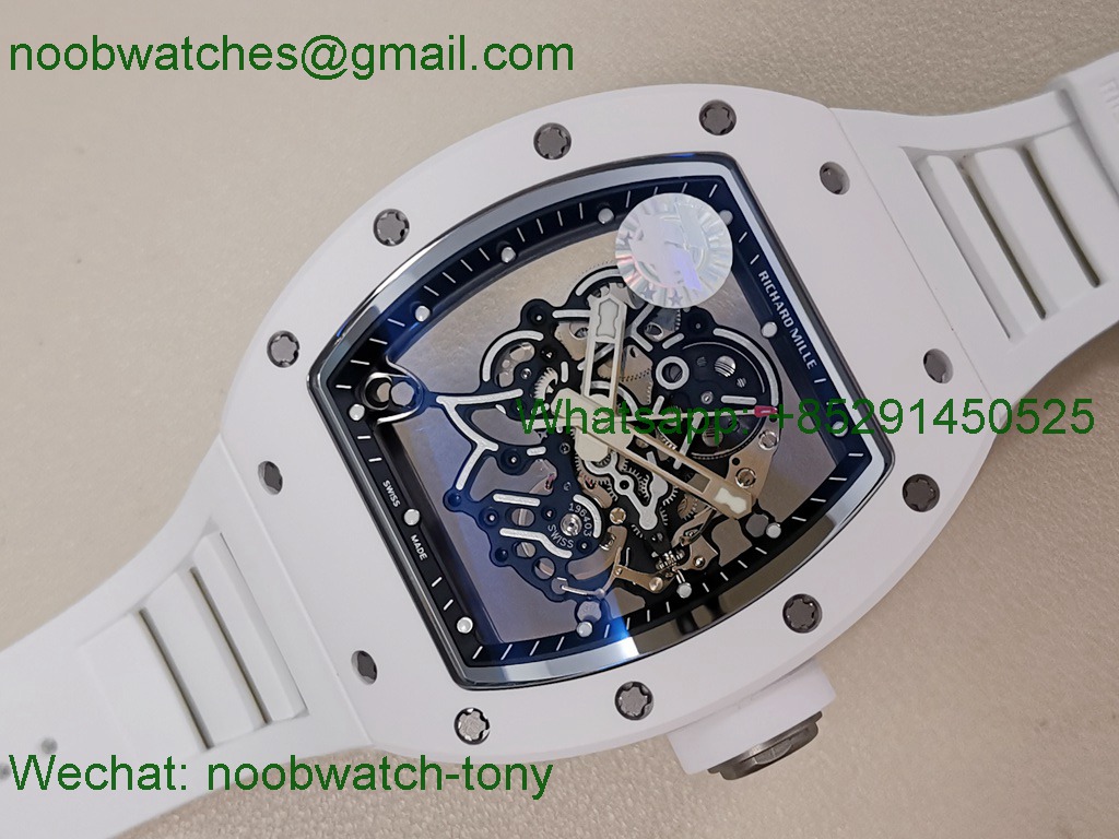 Replica Richard Mille RM055 Bubba Watson White Ceramic Skeleton ZF RMUL2 SuperClone