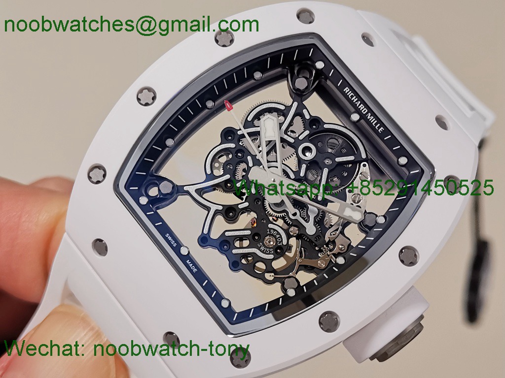 Replica Richard Mille RM055 Bubba Watson White Ceramic Skeleton ZF RMUL2 SuperClone
